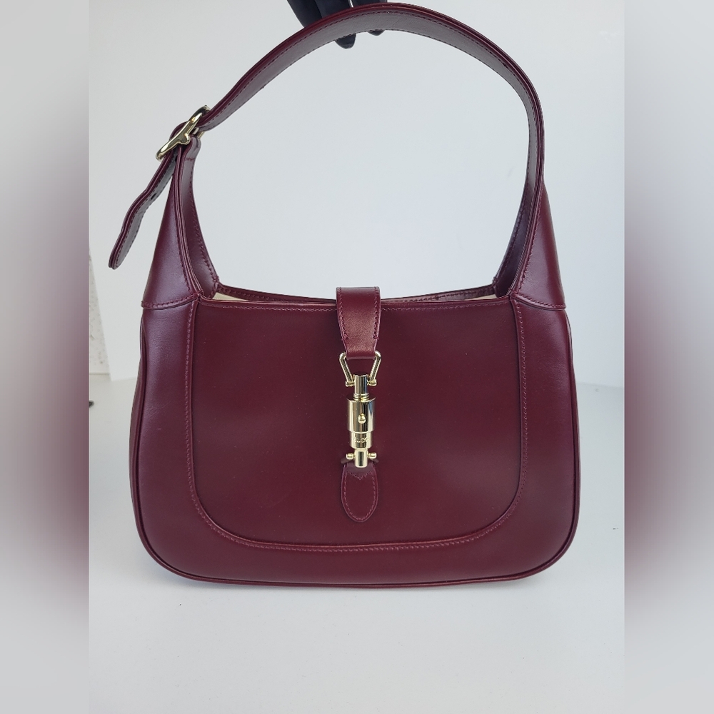 Gucci Burgundy Shoulder Bag with Gold Accents